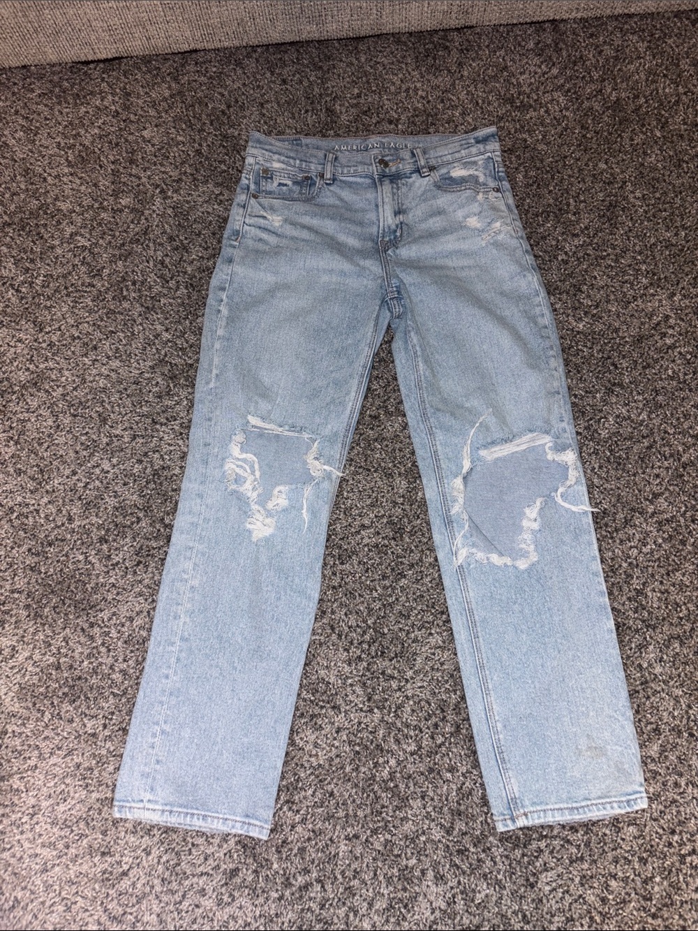 American Eagle Outfitters Light Wash Distressed Straight Jeans